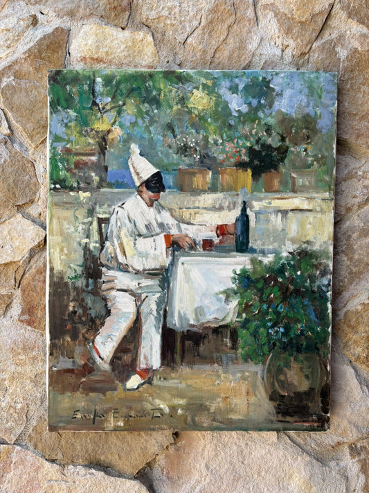 Quadro vintage -Pulcinella- dipinto a olio su tela