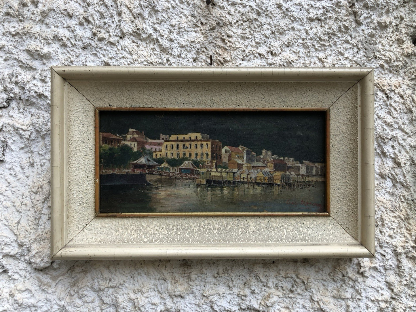 Quadro antico -Lungomare- dipinto a olio su tela