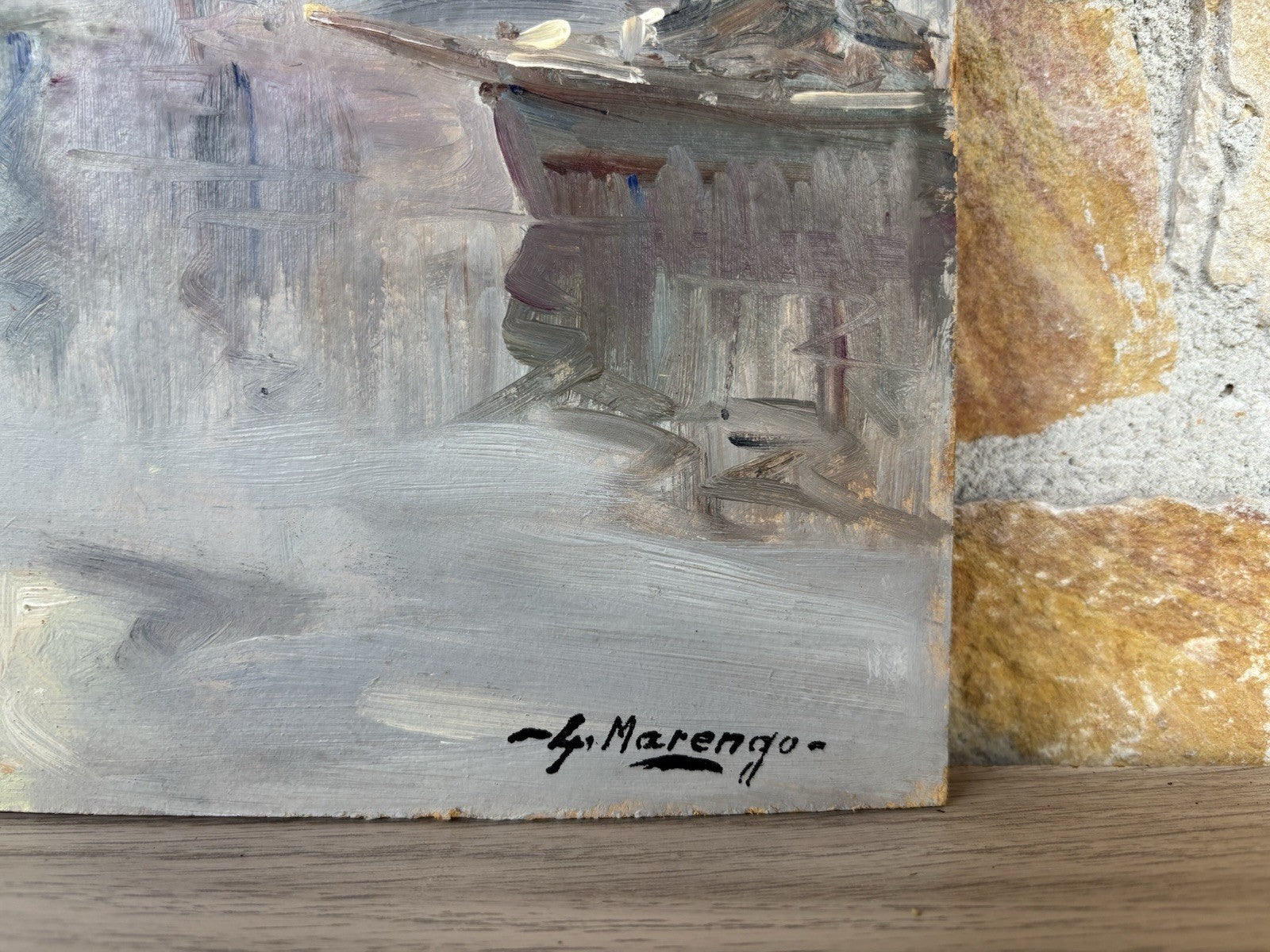 Quadro -Marina Con Barche- dipinto a olio