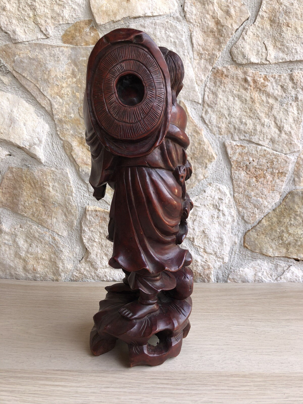 Scultura Cinese Vintage In Legno