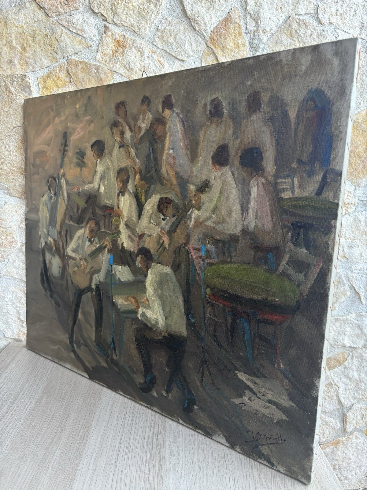 Quadro -Musicisti- Michele D’Aniello dipinto a olio su tela