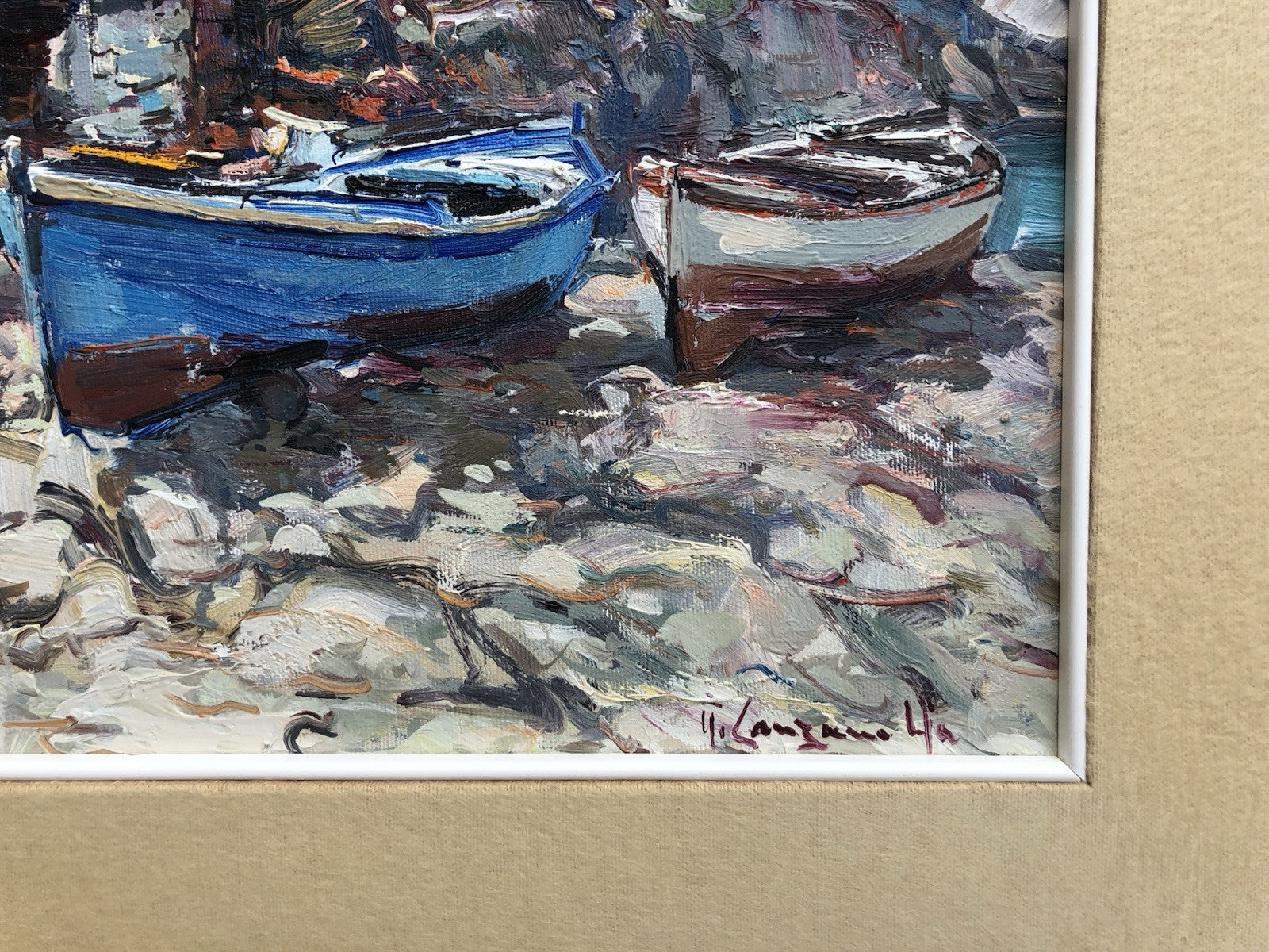 Quadro -Barche A Riposo- dipinto a olio su tela