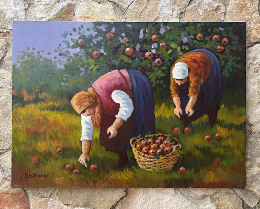 Quadro -La Raccolta- Adolfo Mastrovito dipinto a olio su tela