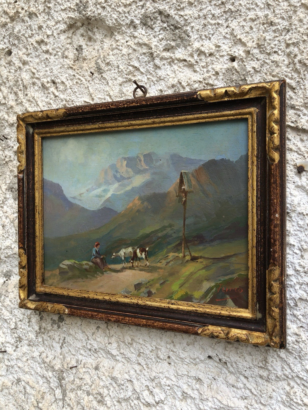 Quadro -Scena Bucolica- dipinto a olio su tavoletta