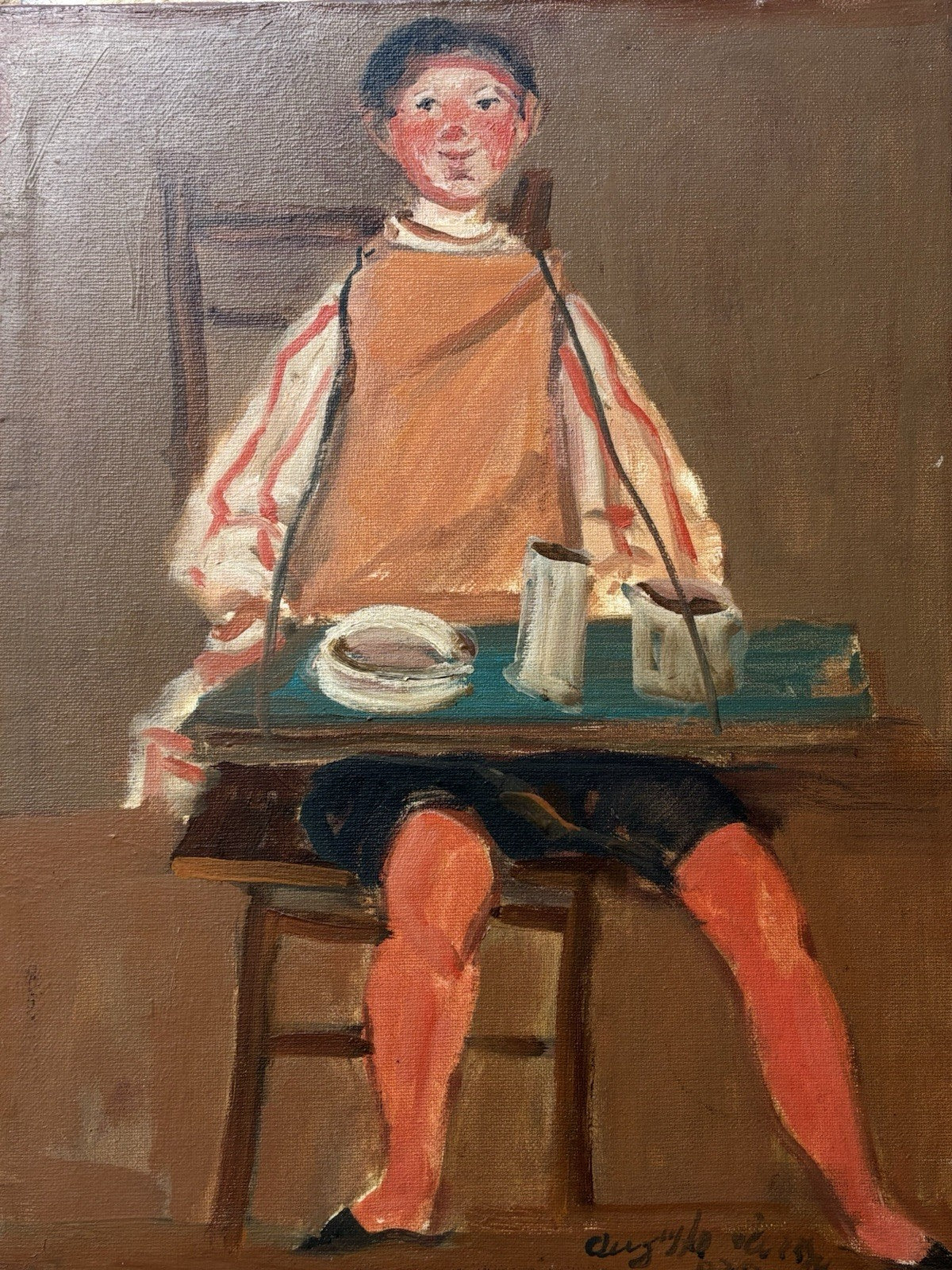 Quadro -Figura- Augusto Orange De Rose dipinto a olio su tela