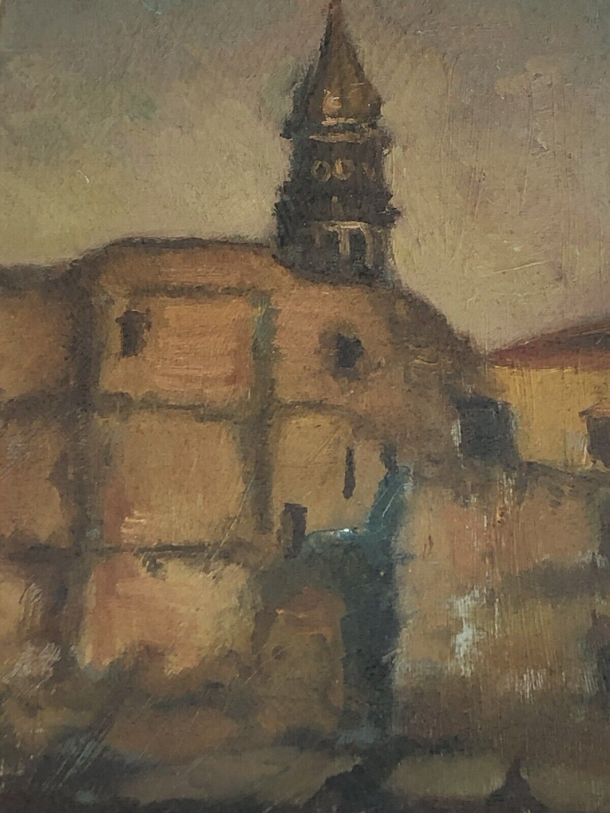 Vecchio Quadro -Nei Pressi Del Campanile- dipinto a olio su tavoletta