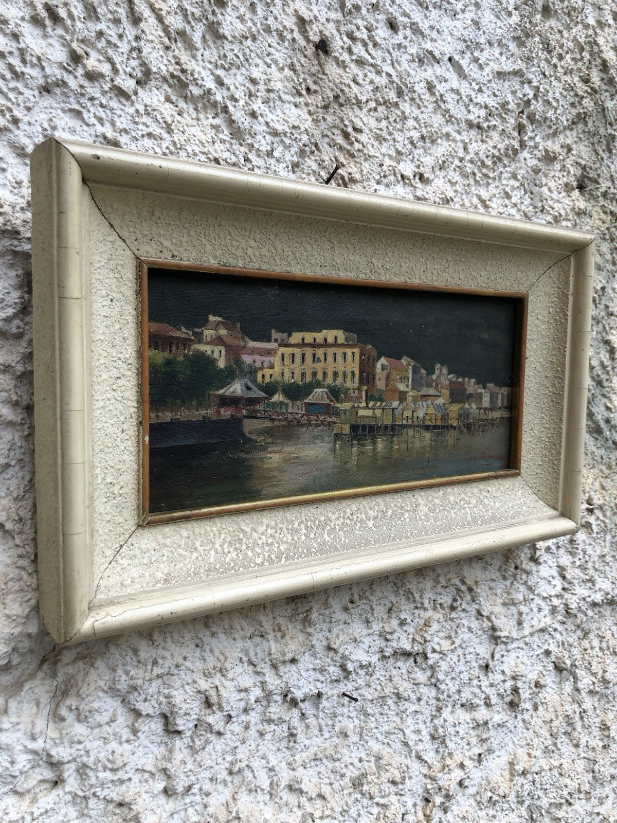 Quadro antico -Lungomare- dipinto a olio su tela