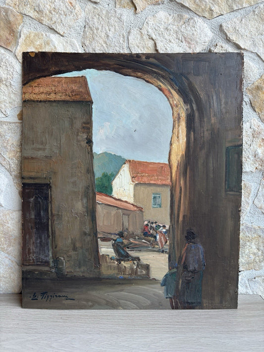 Quadro -Cortile Del Palazzo- Edoardo Pizzirani dipinto a olio