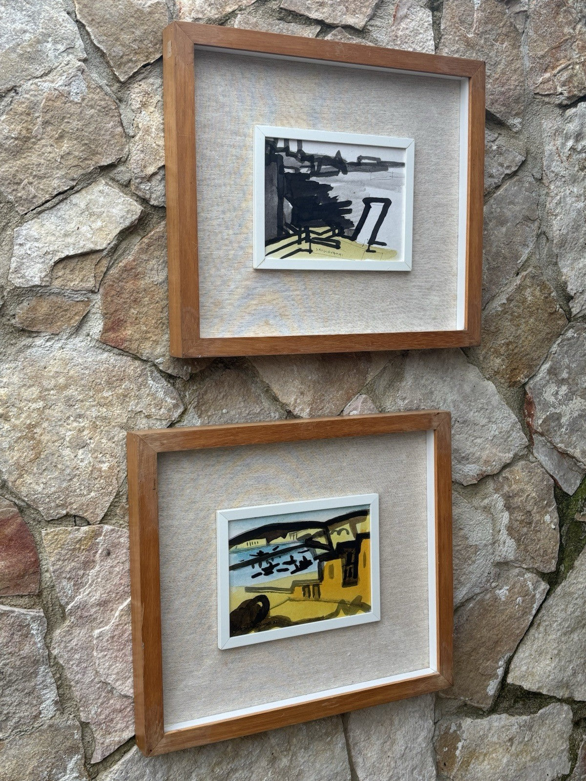 Coppia di quadri -Marine- Mario Sangiovanni tecnica mista su carta