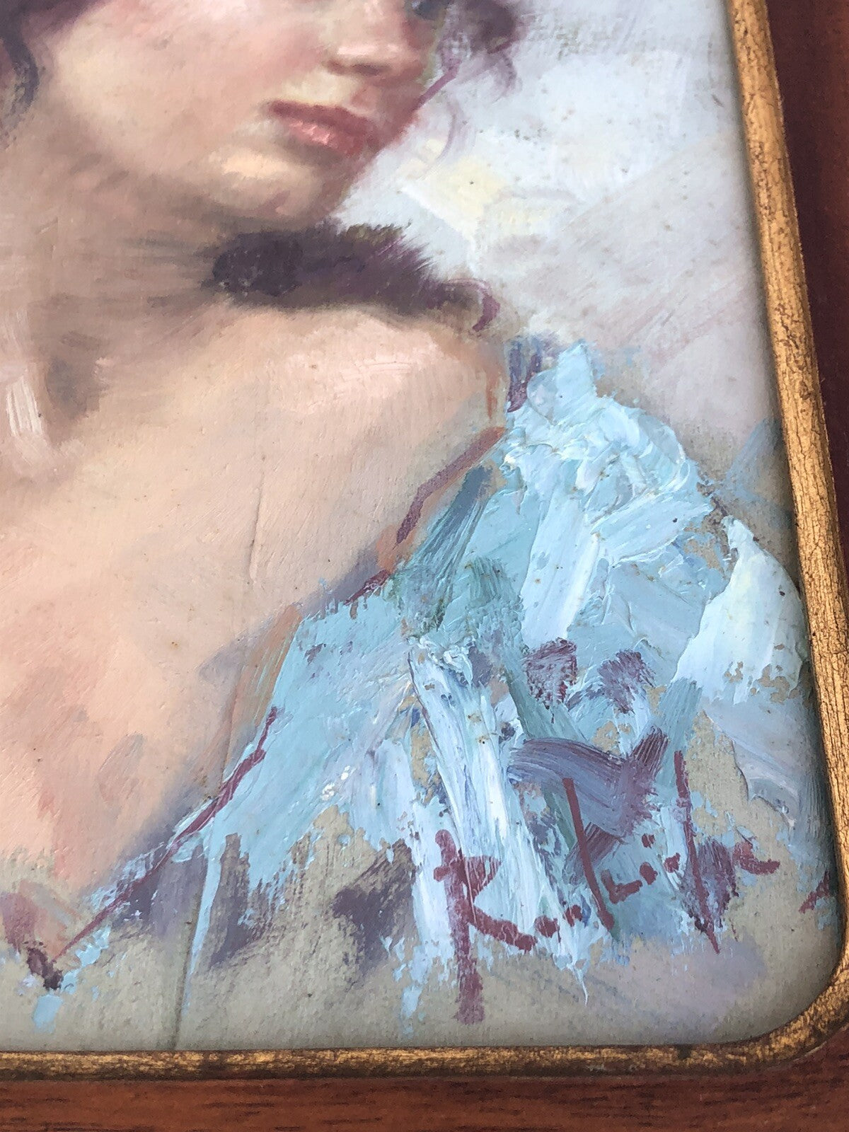 Coppia quadri vintage -Figure Donne- dipinti  a olio su tavola