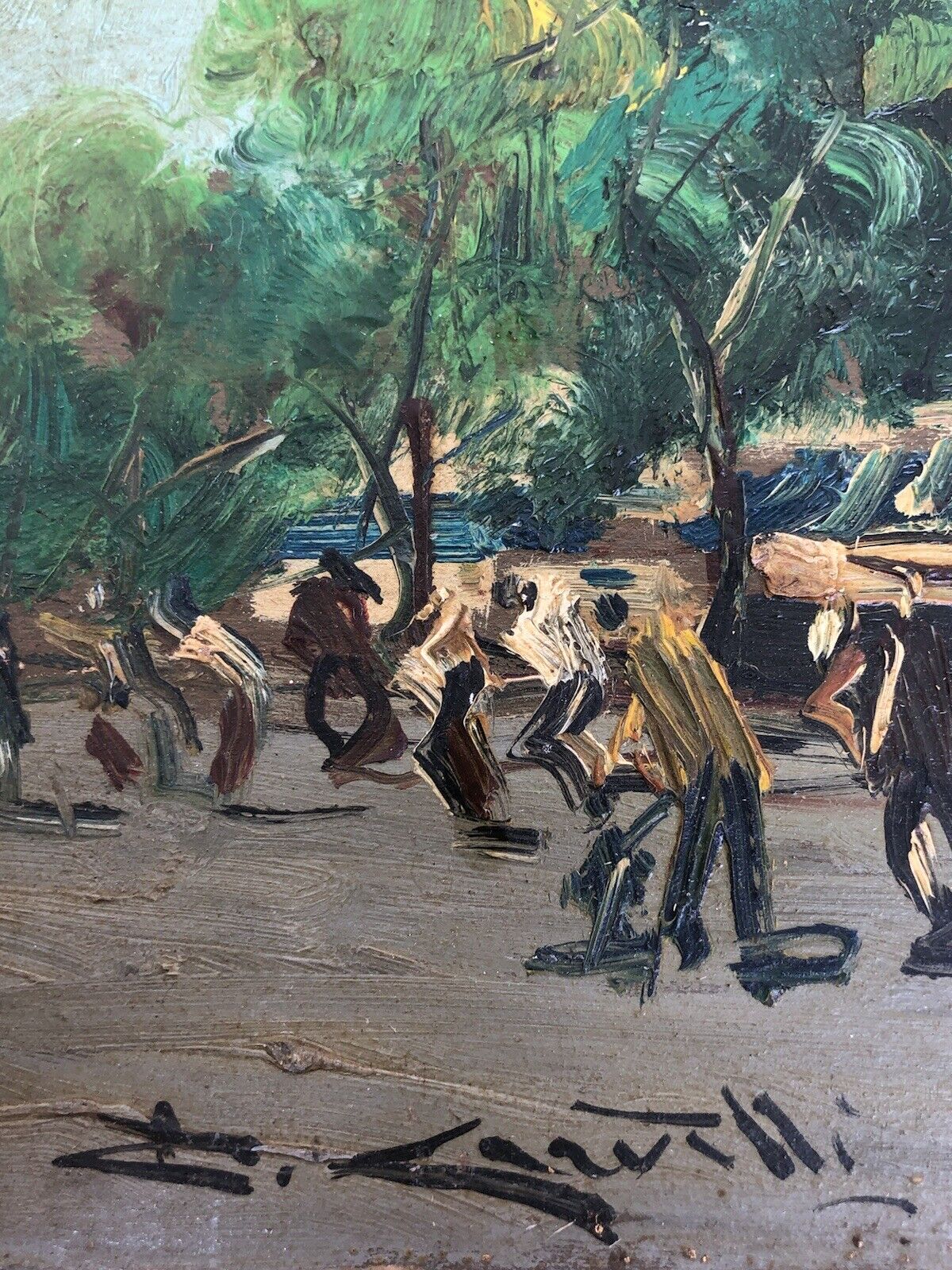 Quadro vintage -Paesaggio Con Figure- dipinto a olio