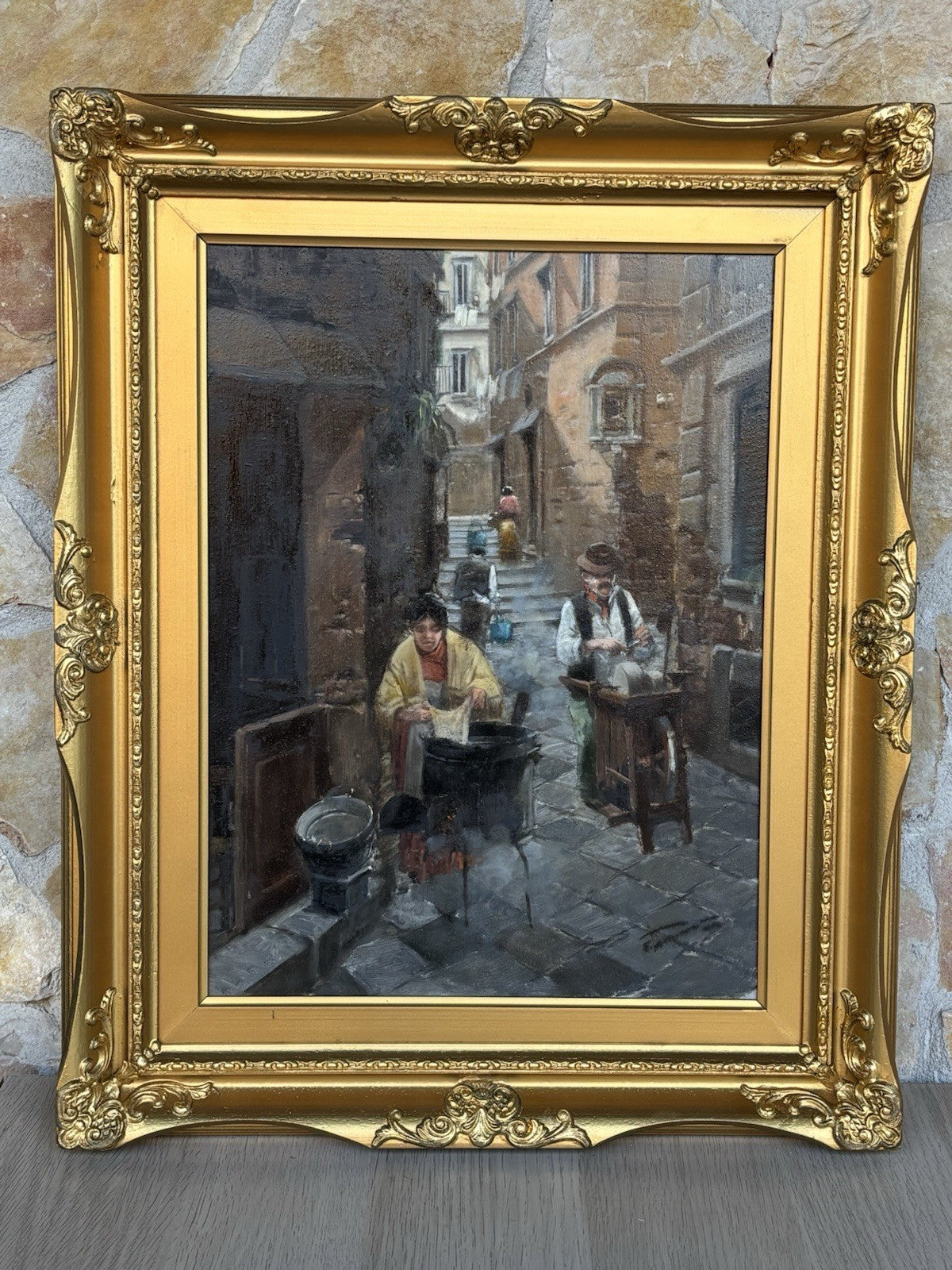 Quadro -Vicolo Di Napoli- Francesco Tammaro dipinto a olio