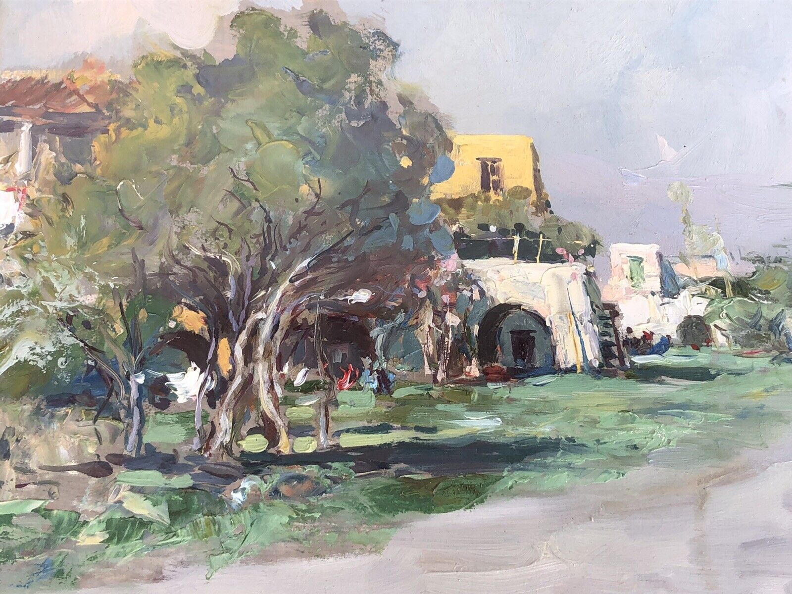 Quadro vintage -Paesaggio- dipinto a olio su tavoletta