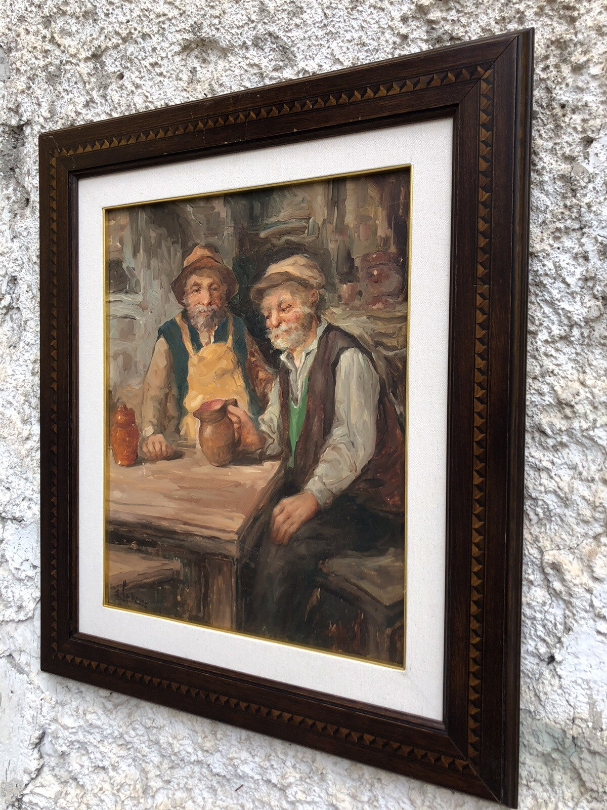 Quadro vintage -Vecchi Bevitori-dipinto a olio
