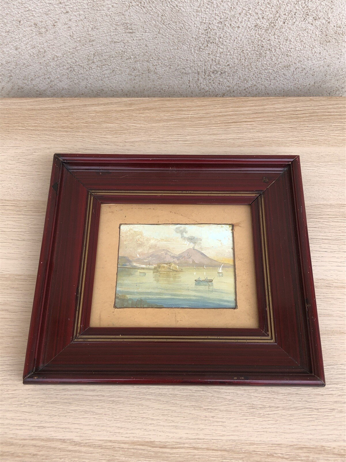 Antico quadro gouache dipinto su carta Napoli