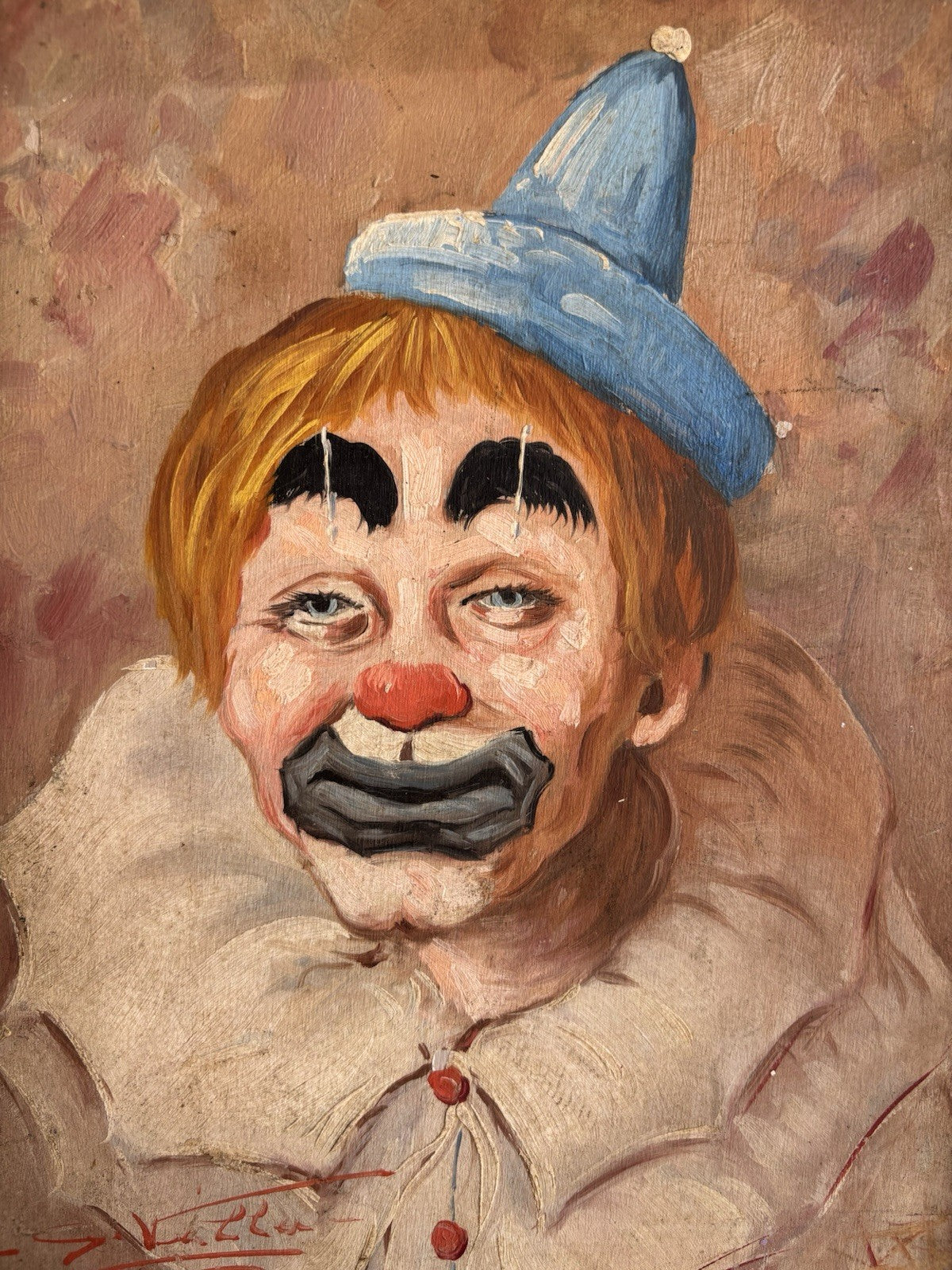 Quadro -Clown- dipinto a olio su tavoletta