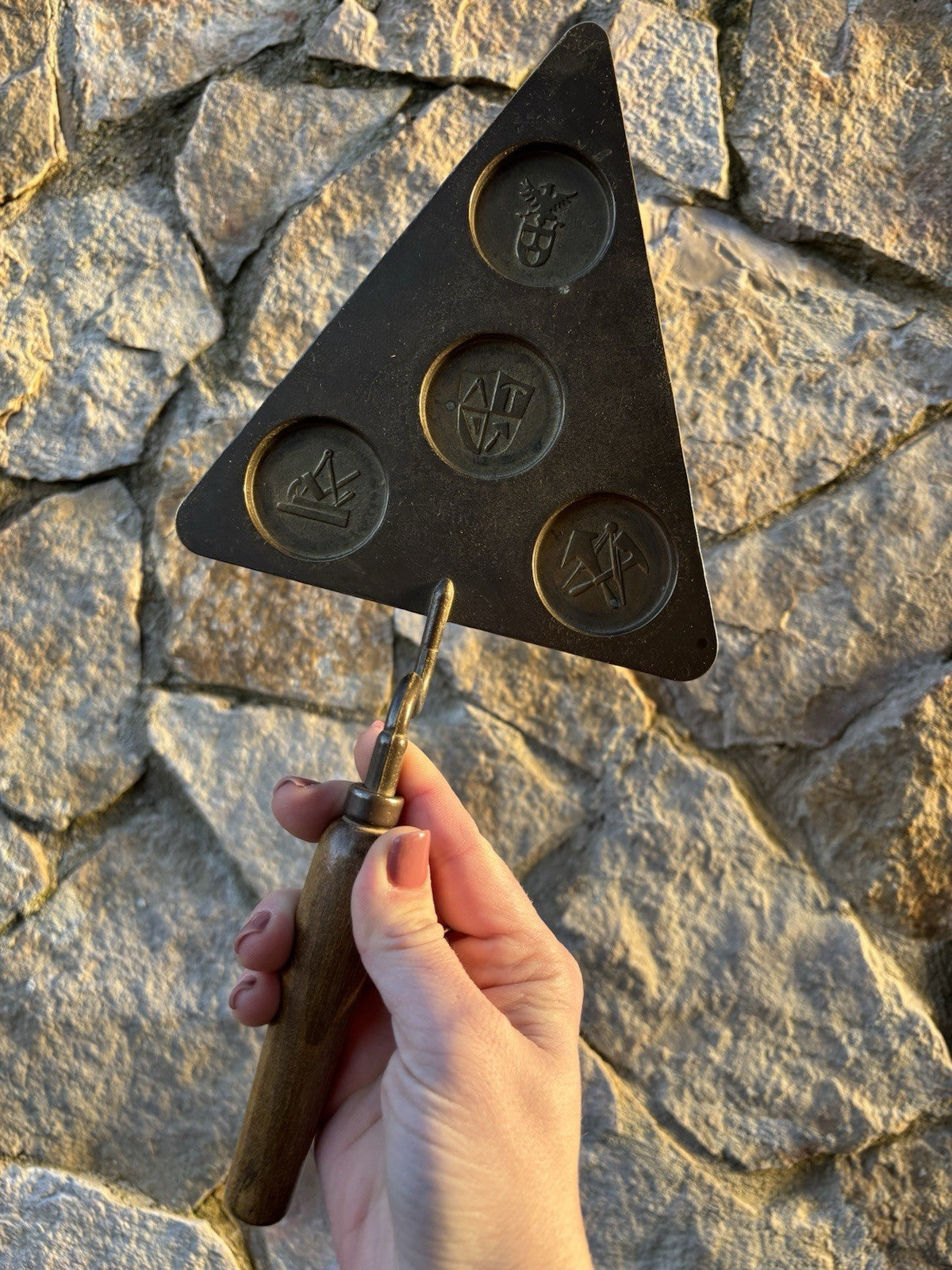 Cazzuola Massonica Vintage In Ottone E Legno