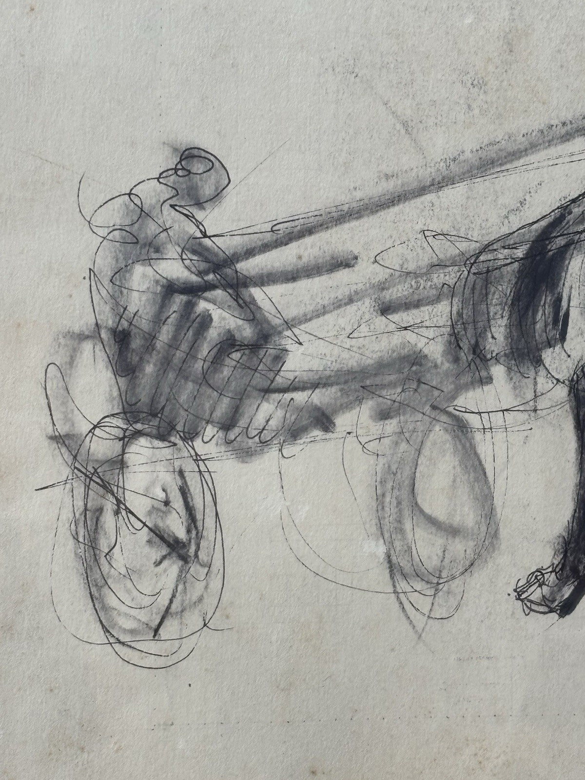 Quadro -Calesse Con Cavallo- Guido Casciaro disegno su carta