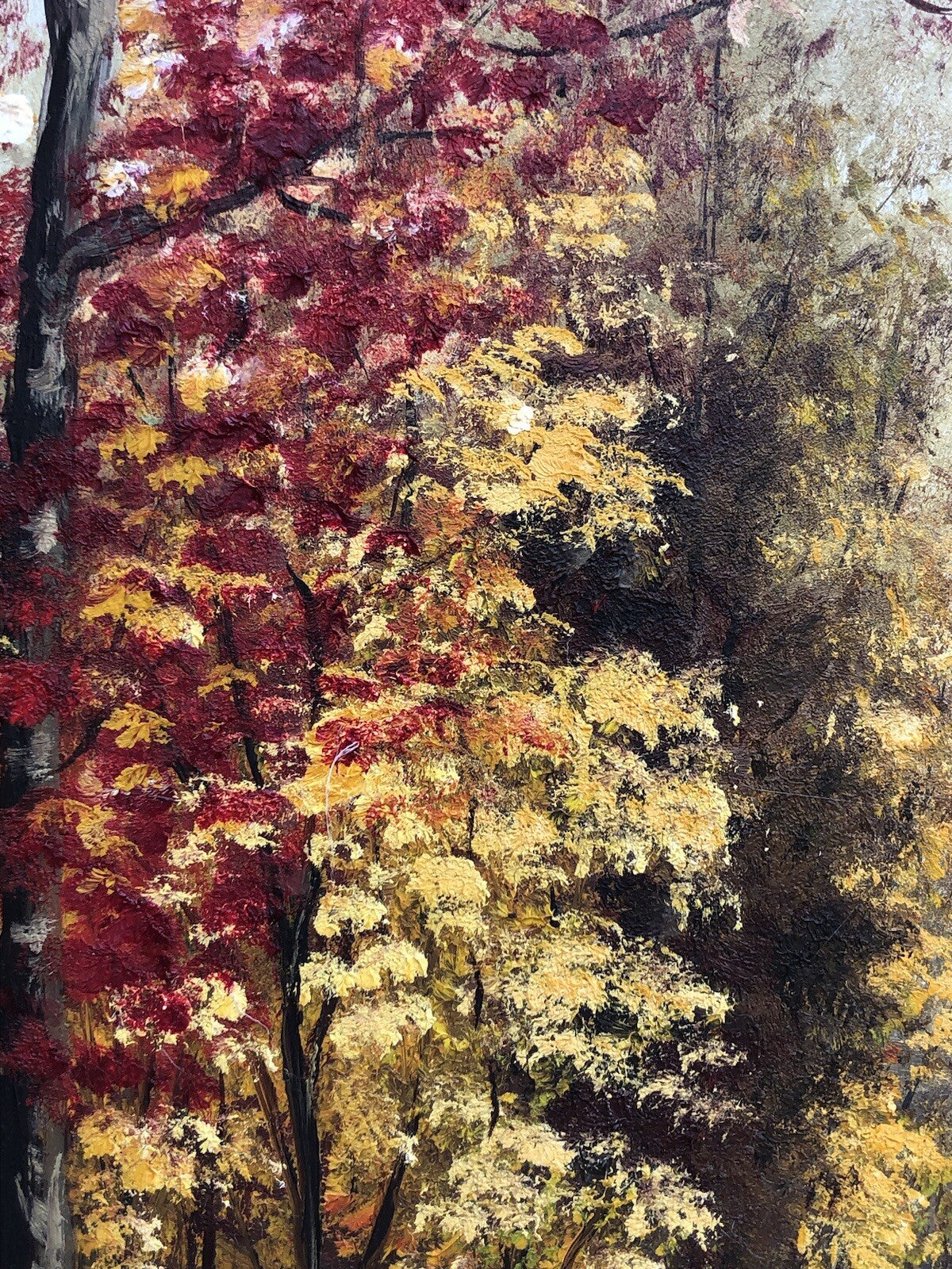 Quadro vintage -Paesaggio Boschivo- dipinto a olio su masonite