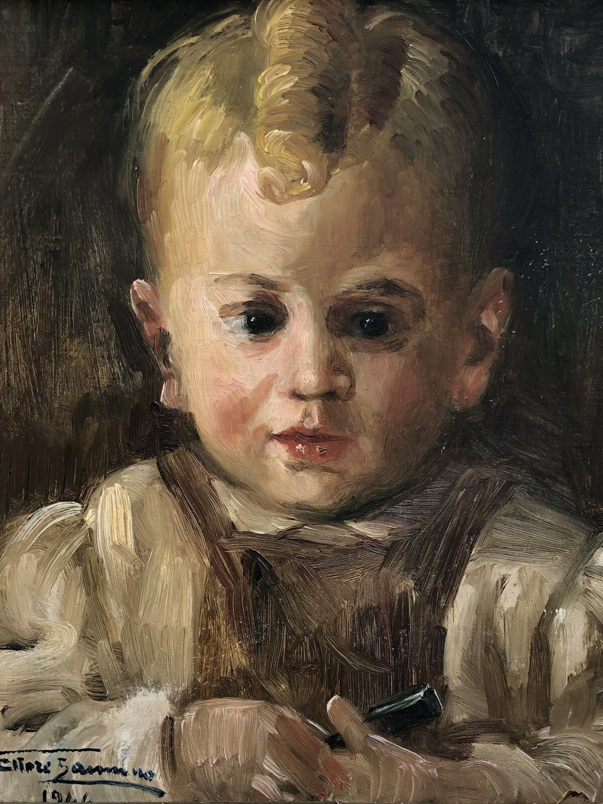 Quadro antico -Scolaretto- dipinto a olio su tavoletta