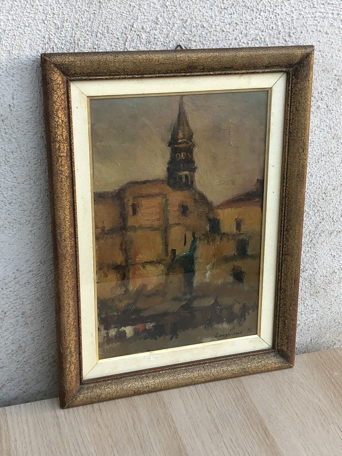 Vecchio Quadro -Nei Pressi Del Campanile- dipinto a olio su tavoletta