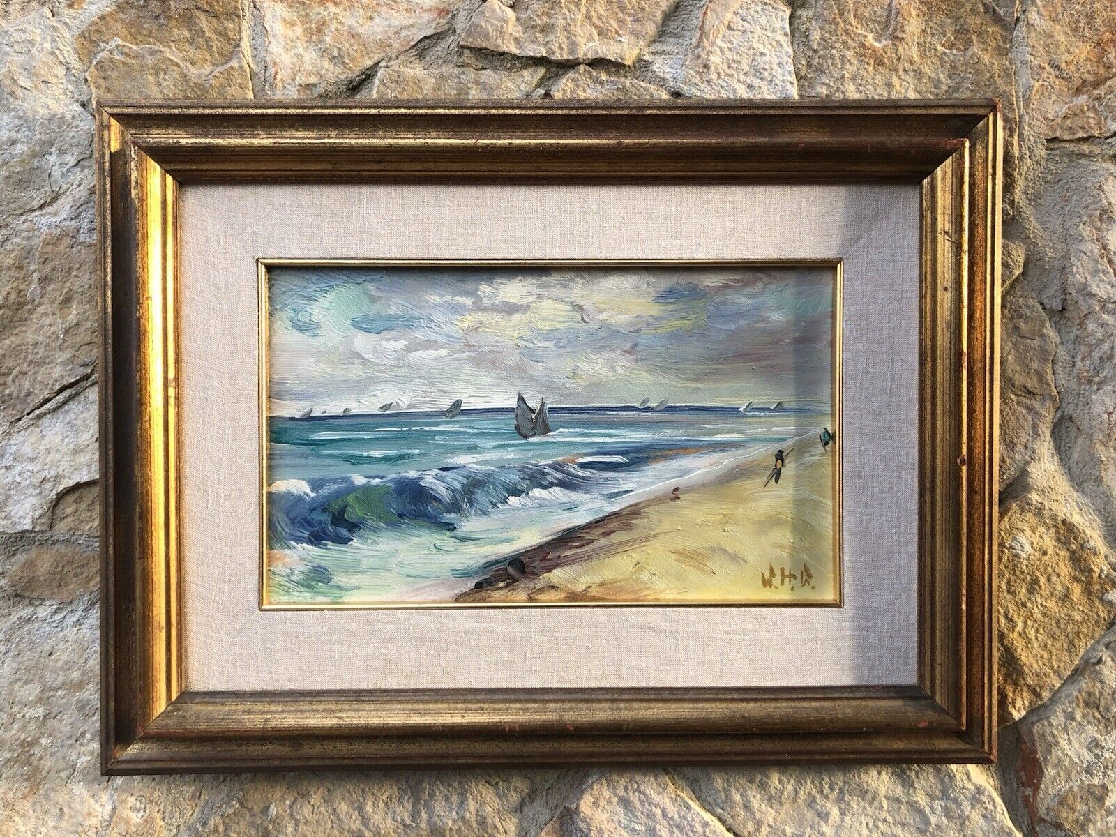 Quadro -Marina- dipinto a olio su tavola