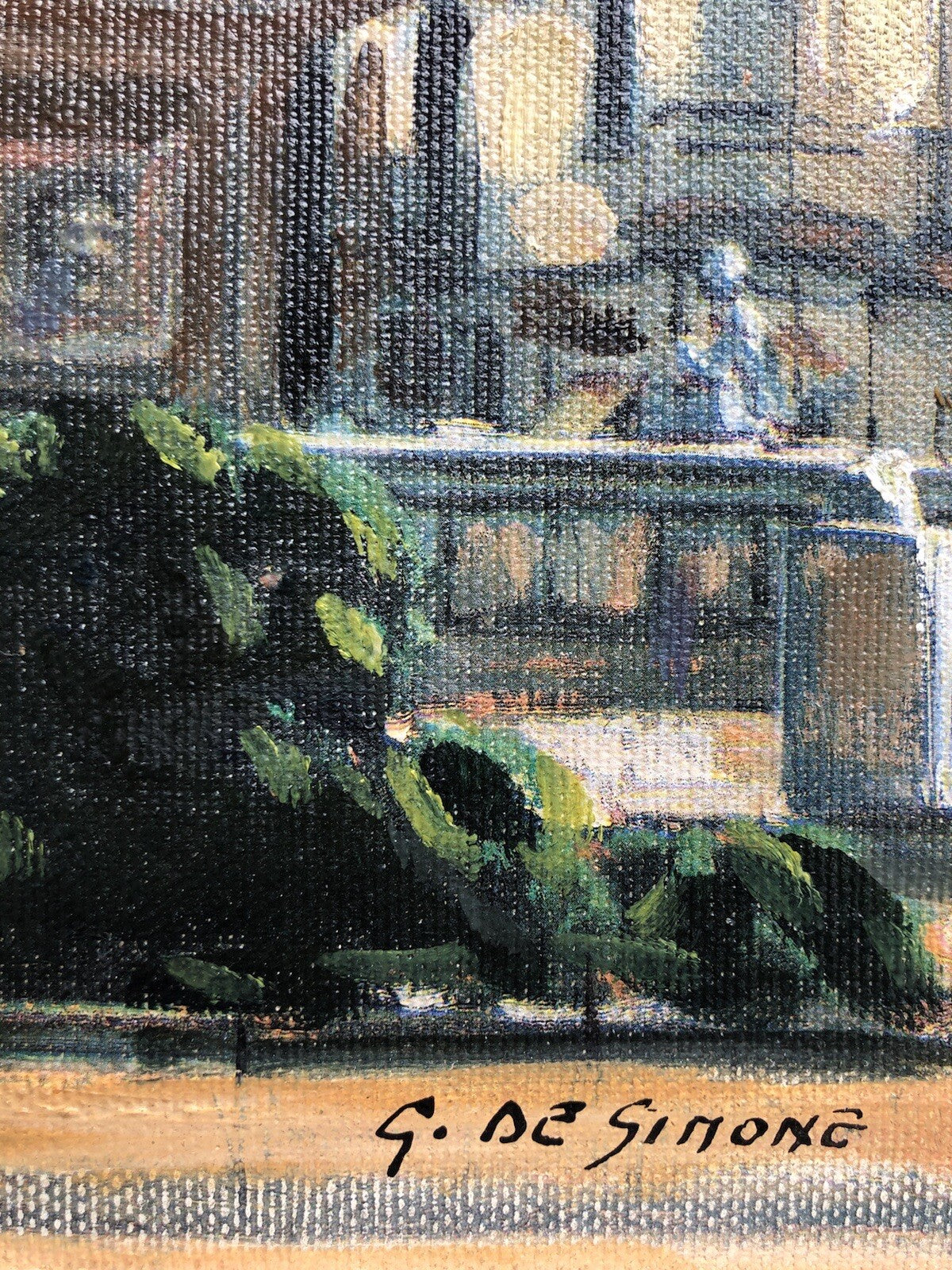 Quadro vintage -Piazza- dipinto a olio su tela