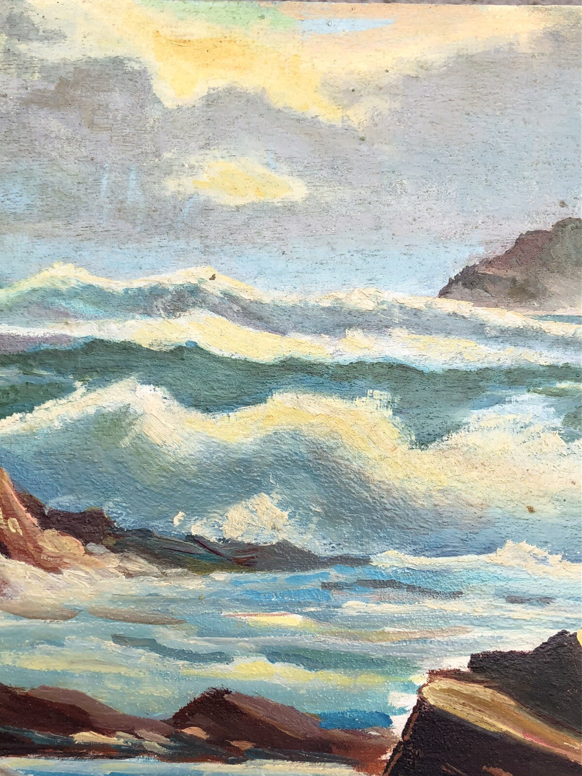 Quadro vintage -Mareggiata-dipinto a olio