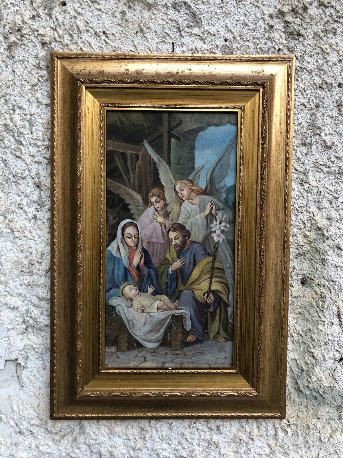 Quadro antico -Natività- dipinto a olio su tela