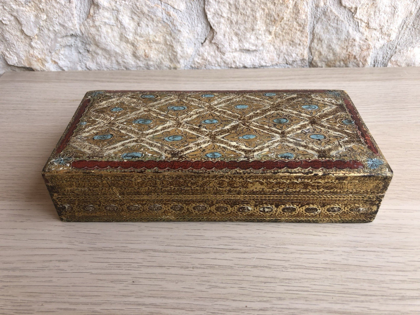 Scatola Portagioie Vintage In Legno Stile Fiorentino