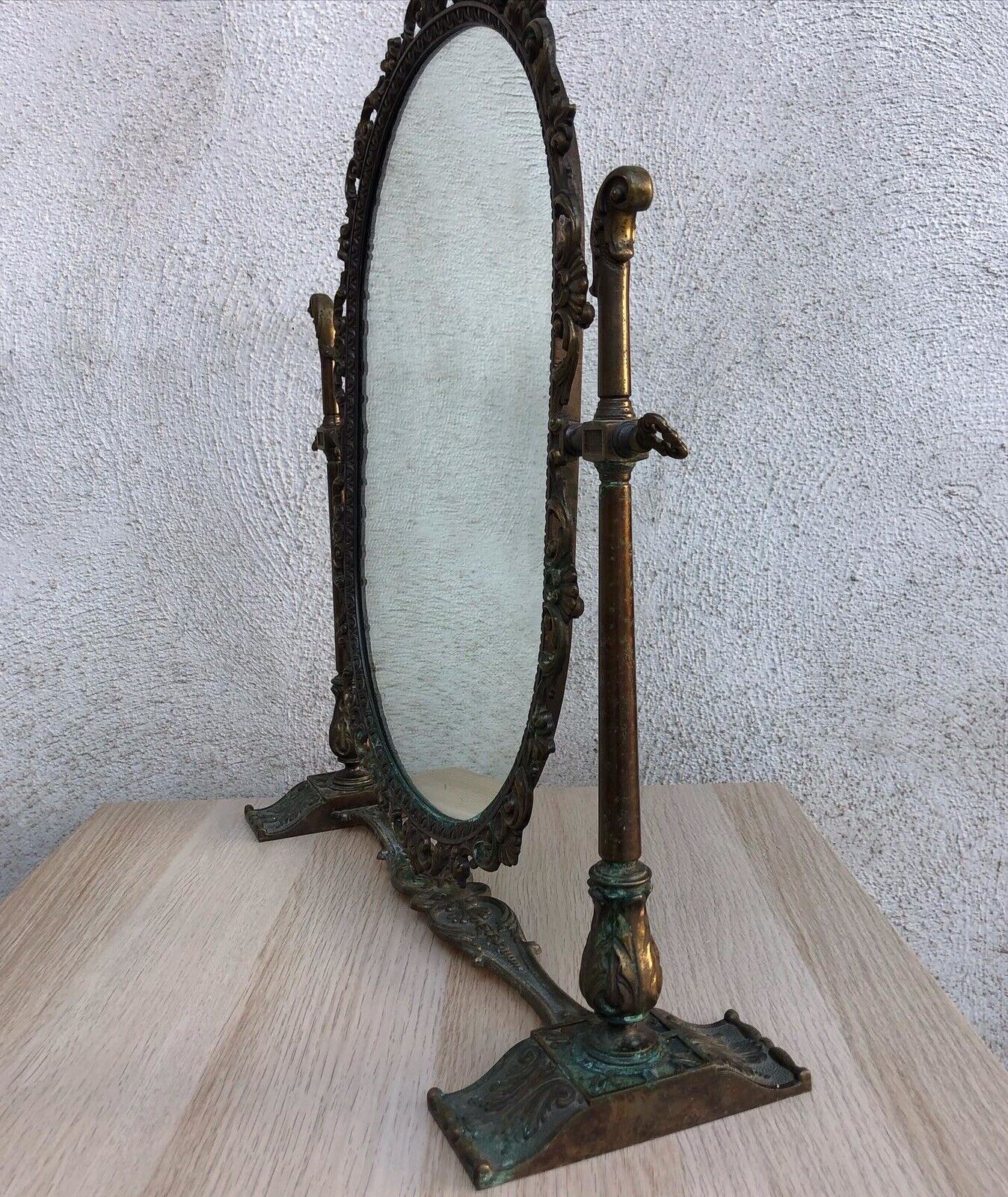 Grande specchio da tavolo- toeletta vintage in ottone