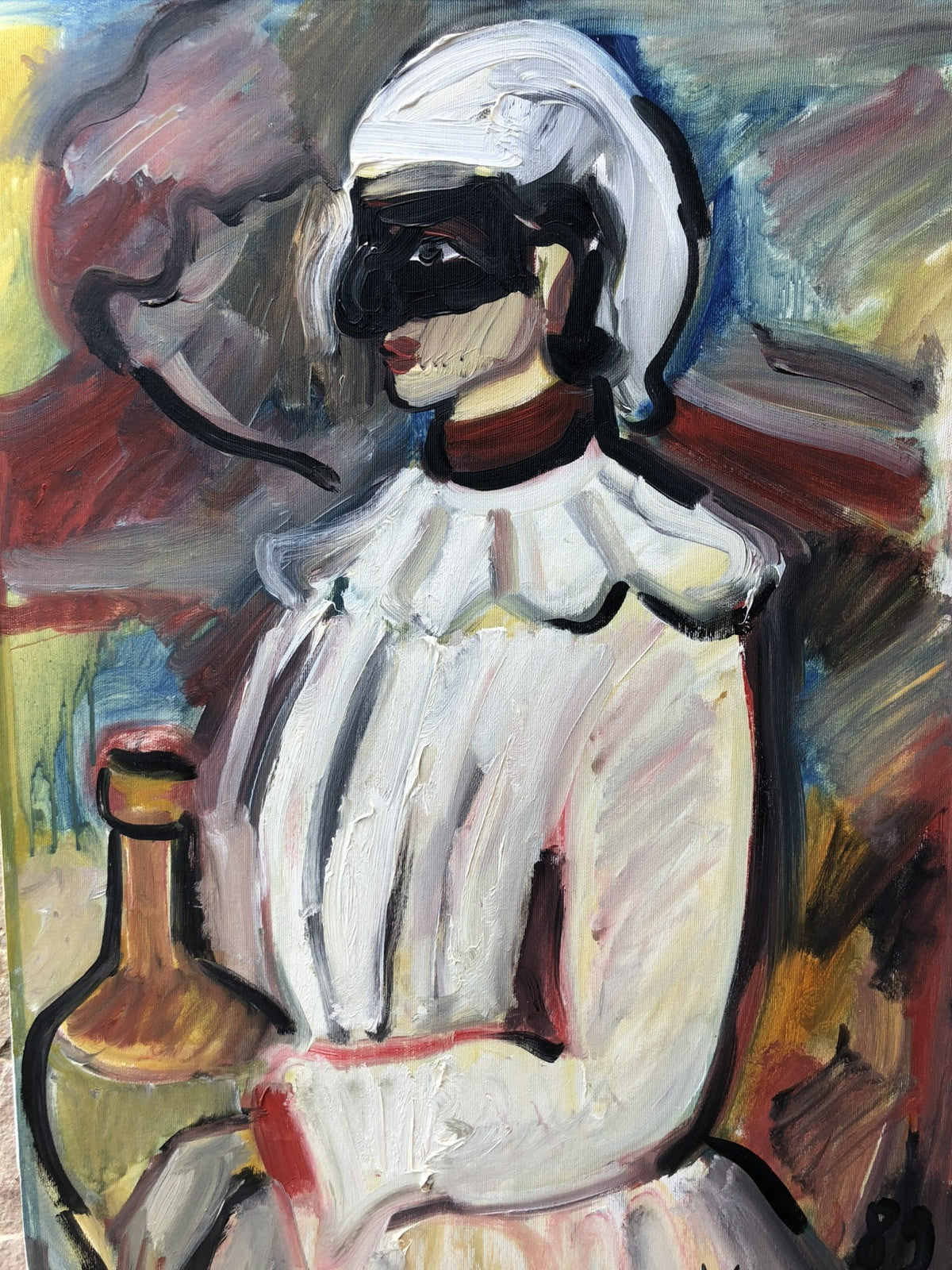 Quadro -Pulcinella- dipinto a olio su tela