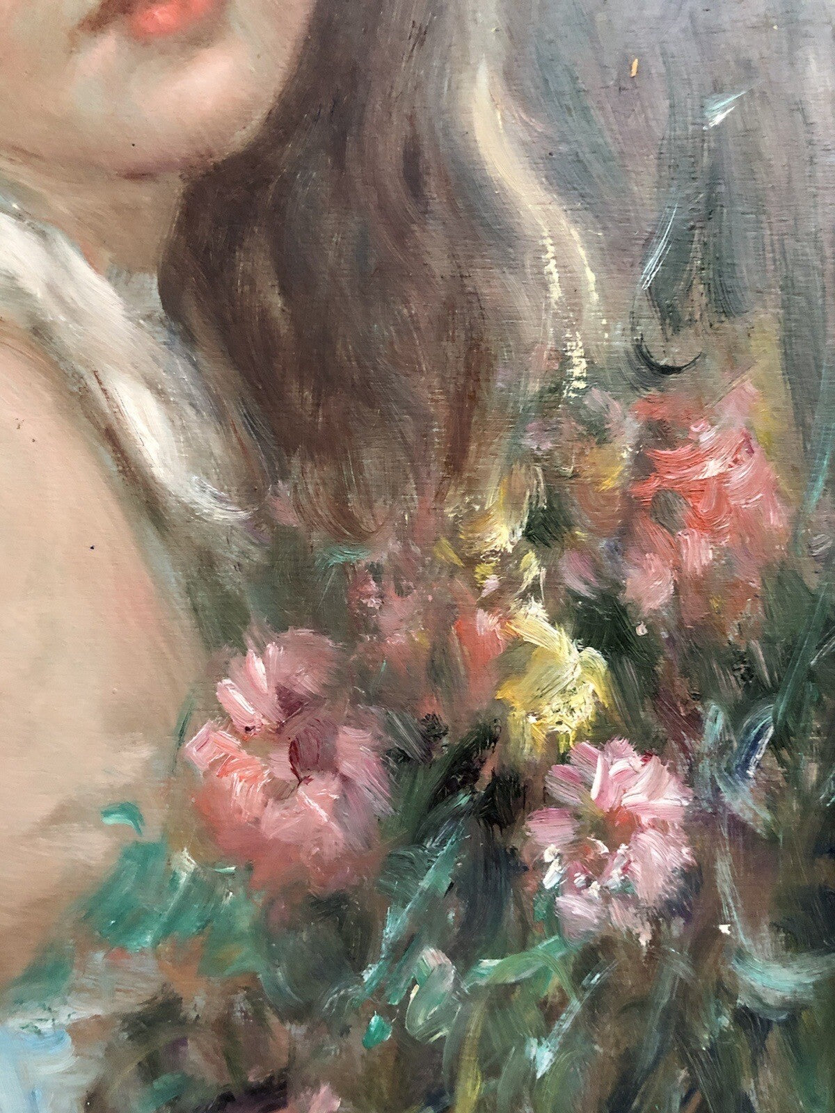 Quadro vintage -Fanciulla- dipinto a olio su tavoletta