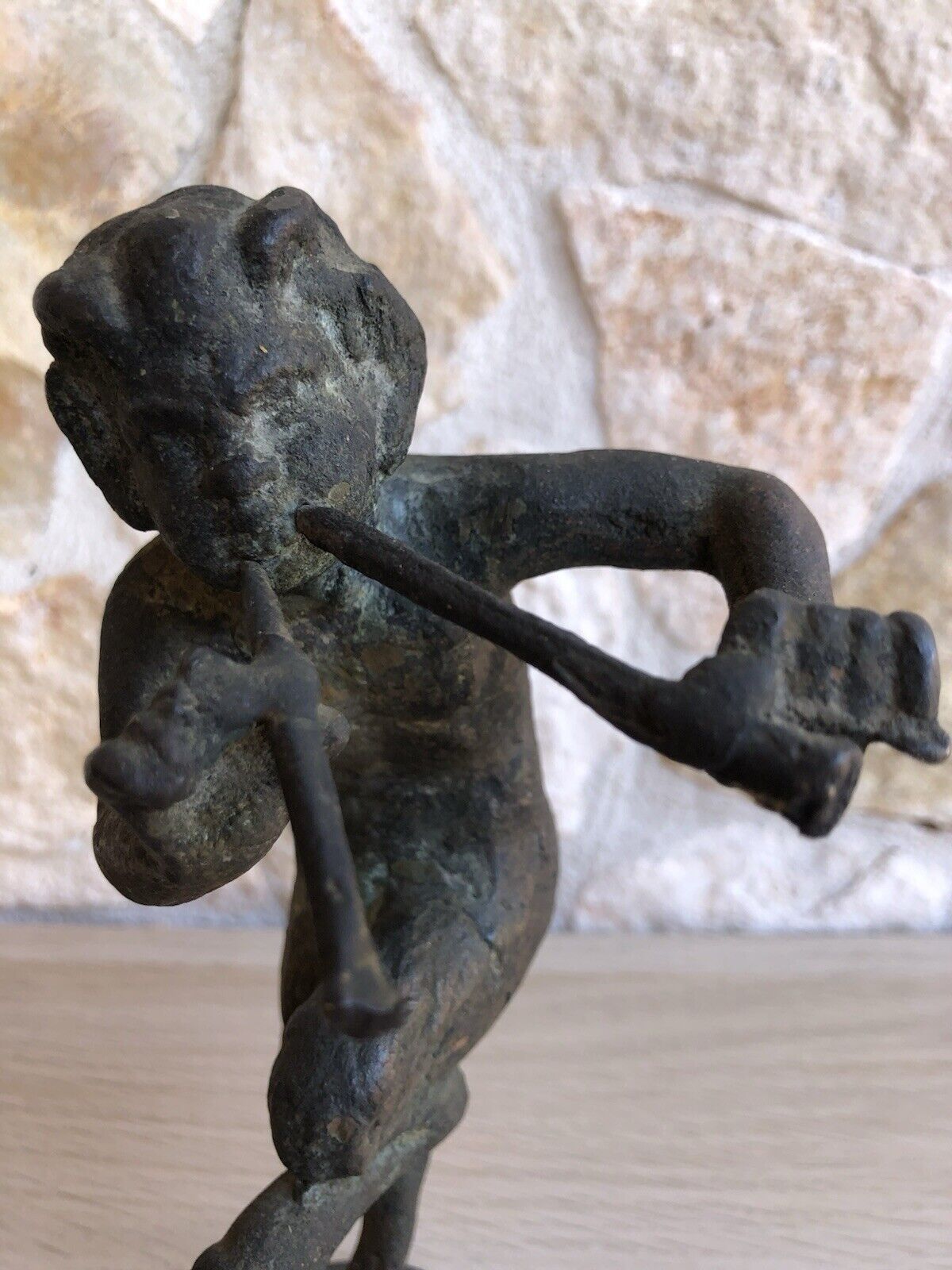 Scultura Vintage In Bronzo -Fauno Con Piffero