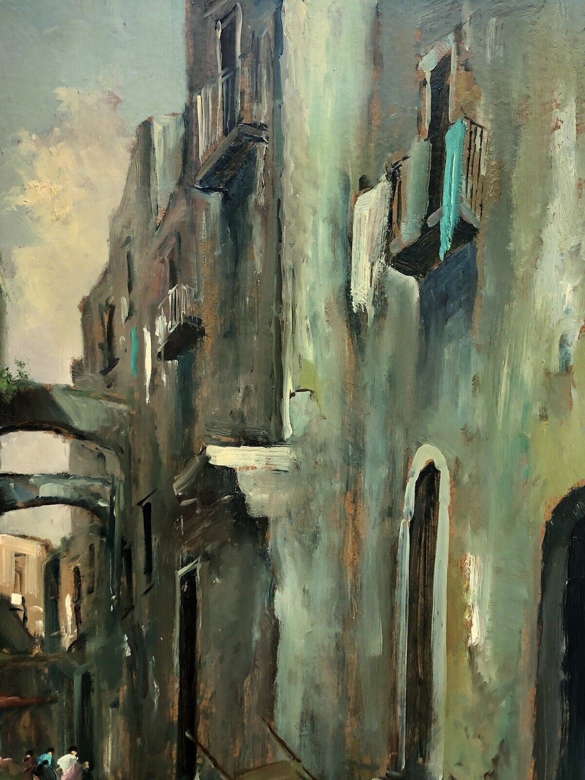 Quadro vintage -Vicolo Di Napoli- dipinto a olio