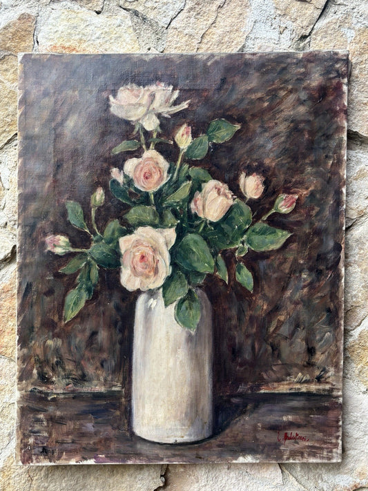 Quadro -Vaso Con Fiori- dipinto a olio su tela
