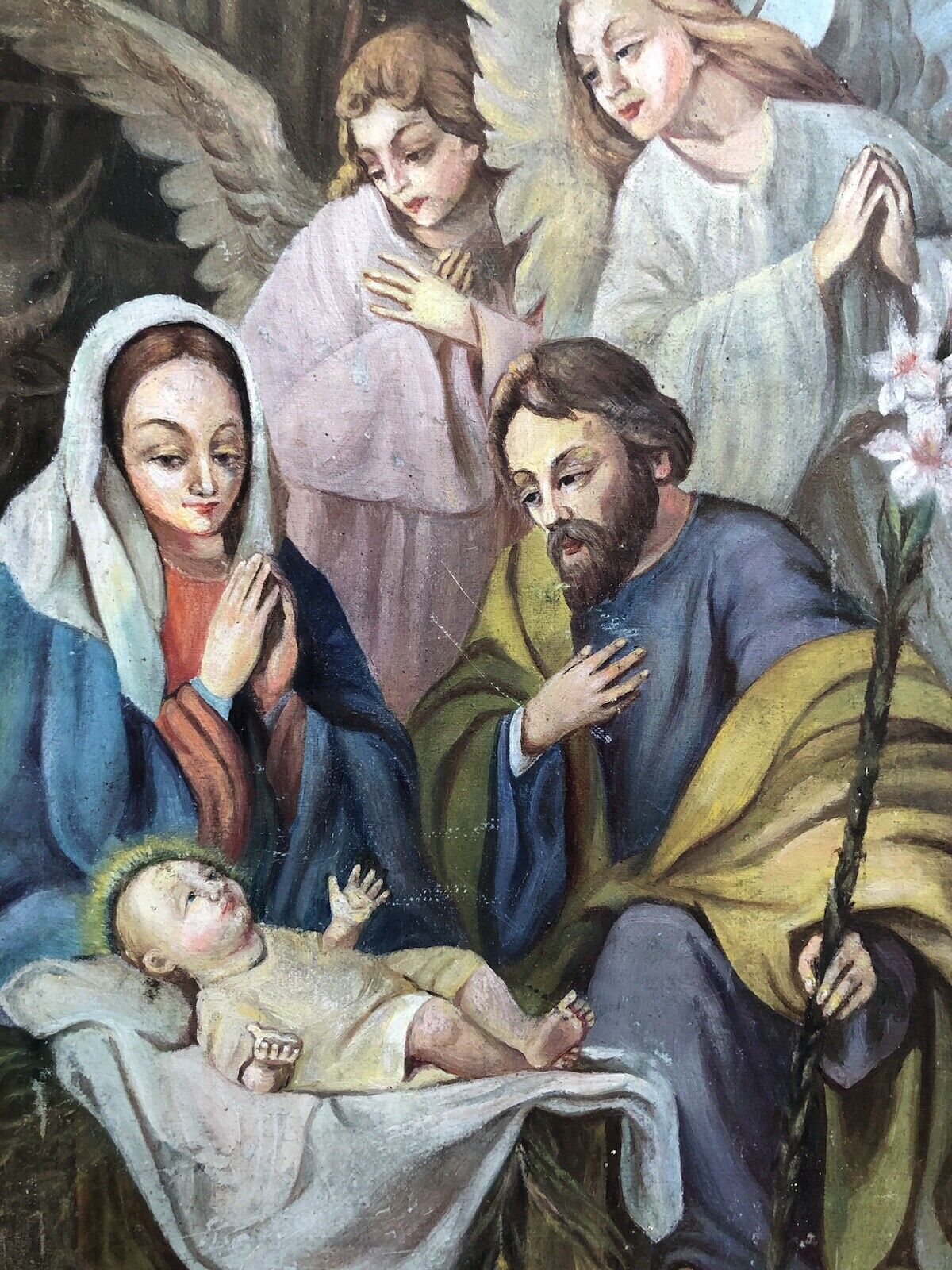 Quadro antico -Natività- dipinto a olio su tela