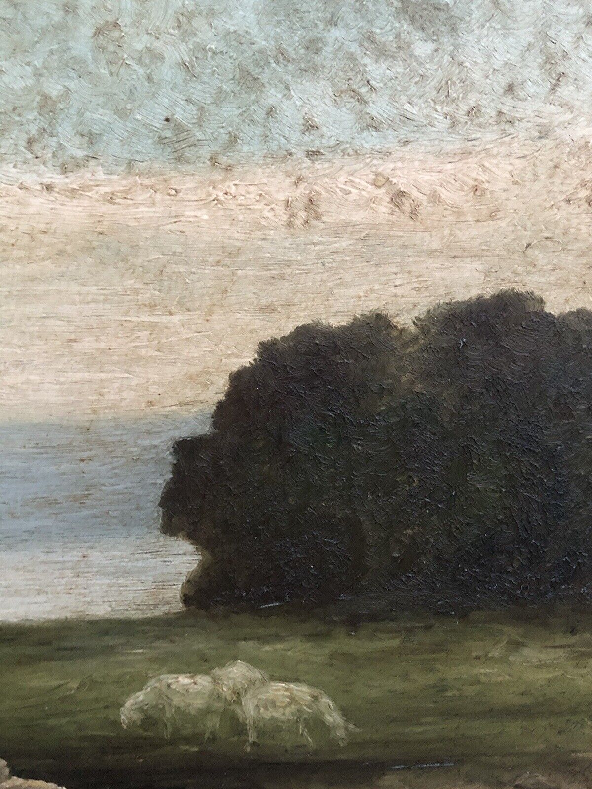 Quadro vintage -Paesaggio Con Gregge- dipinto a olio