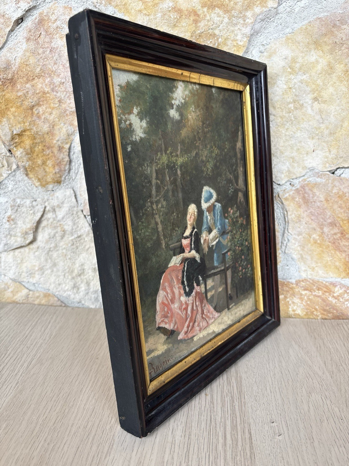 Quadro antico -Figure Di Nobili- Ferdinando Ruggieri- dipinto a olio su tavola