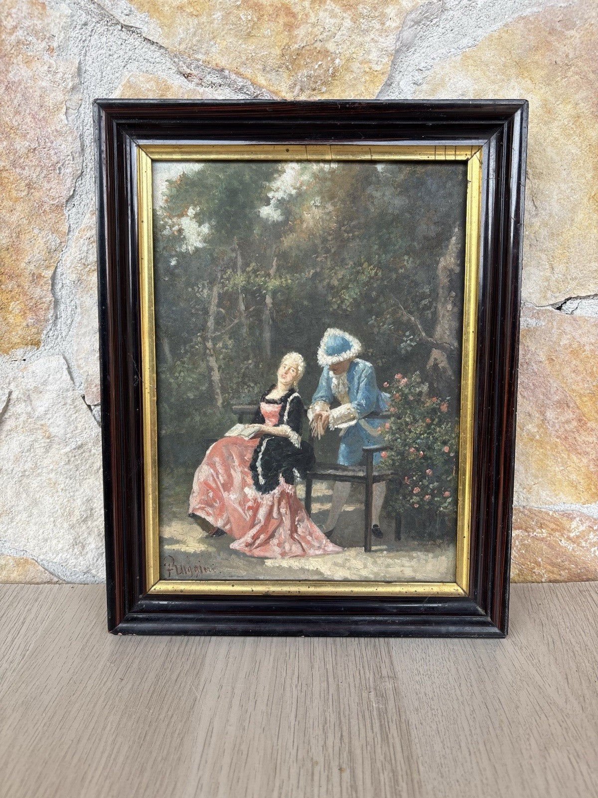 Quadro antico -Figure Di Nobili- Ferdinando Ruggieri- dipinto a olio su tavola