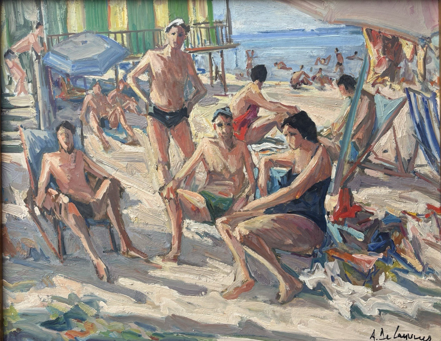 Quadro -Bagnanti- Armando De Lauzieres dipinto a olio
