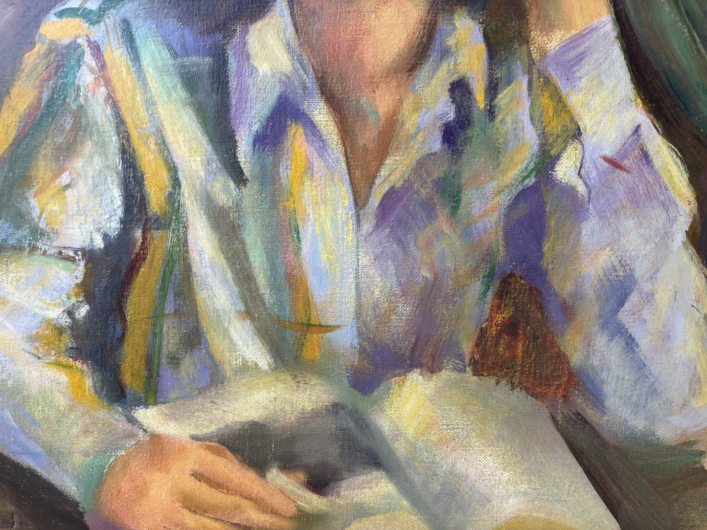 Quadro -Donna In Lettura- dipinto a olio su tela