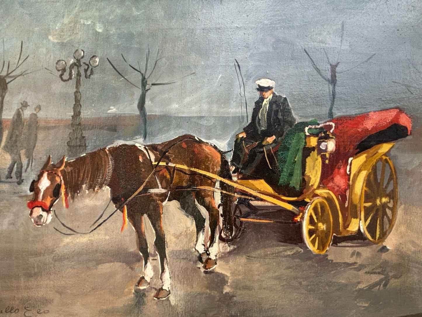 Quadro -Carrozzella Di Paese- Aniello Eco dipinto a olio su tela