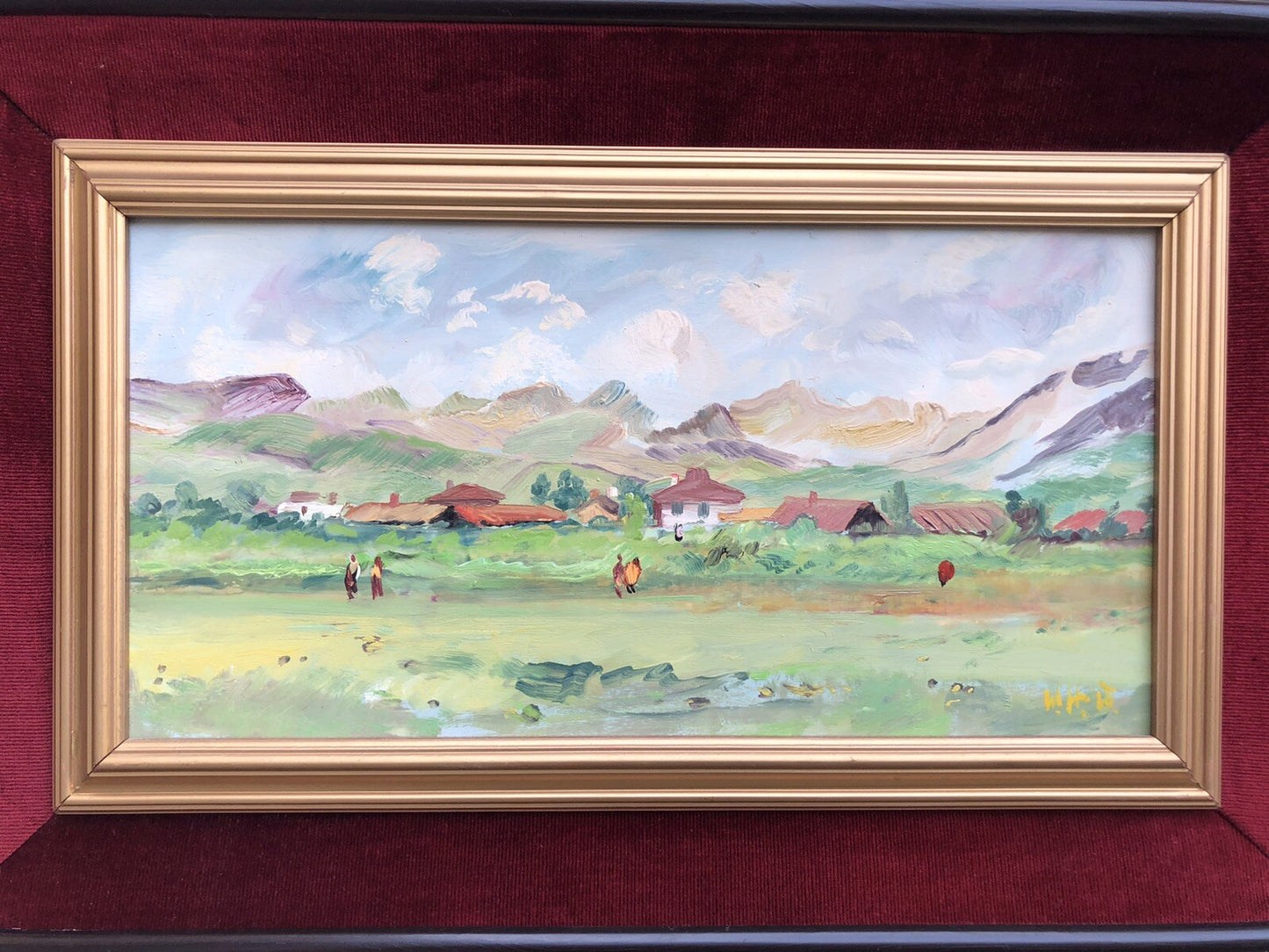Quadro vintage -Paesaggio Alpino- dipinto a olio su tavoletta