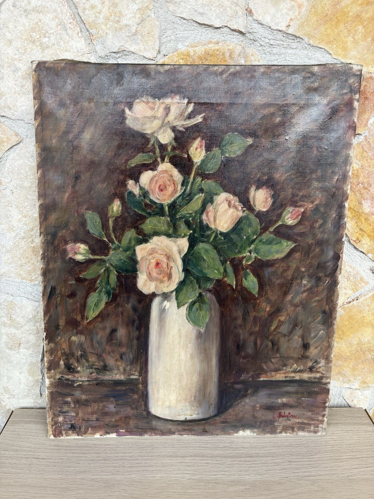 Quadro -Vaso Con Fiori- dipinto a olio su tela