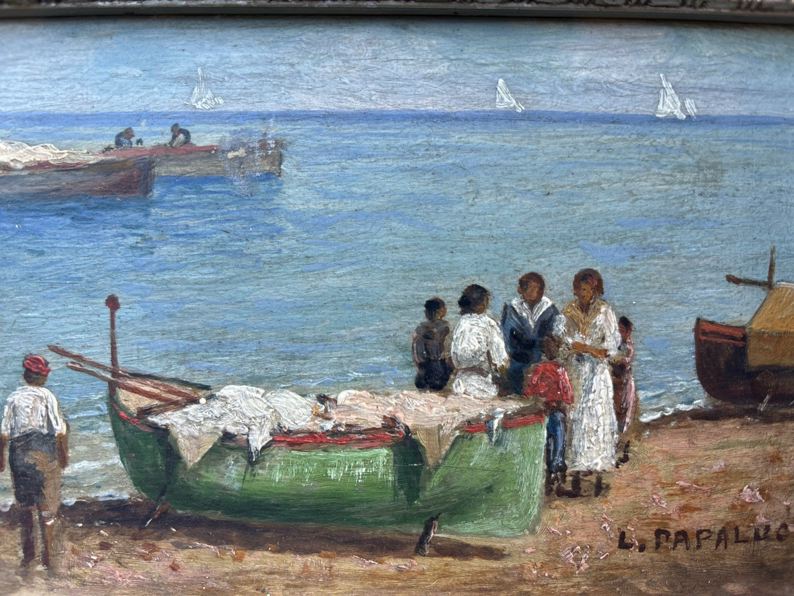Coppia quadri miniature -Marine- Luca Papaluca- dipinti a olio su tavoletta