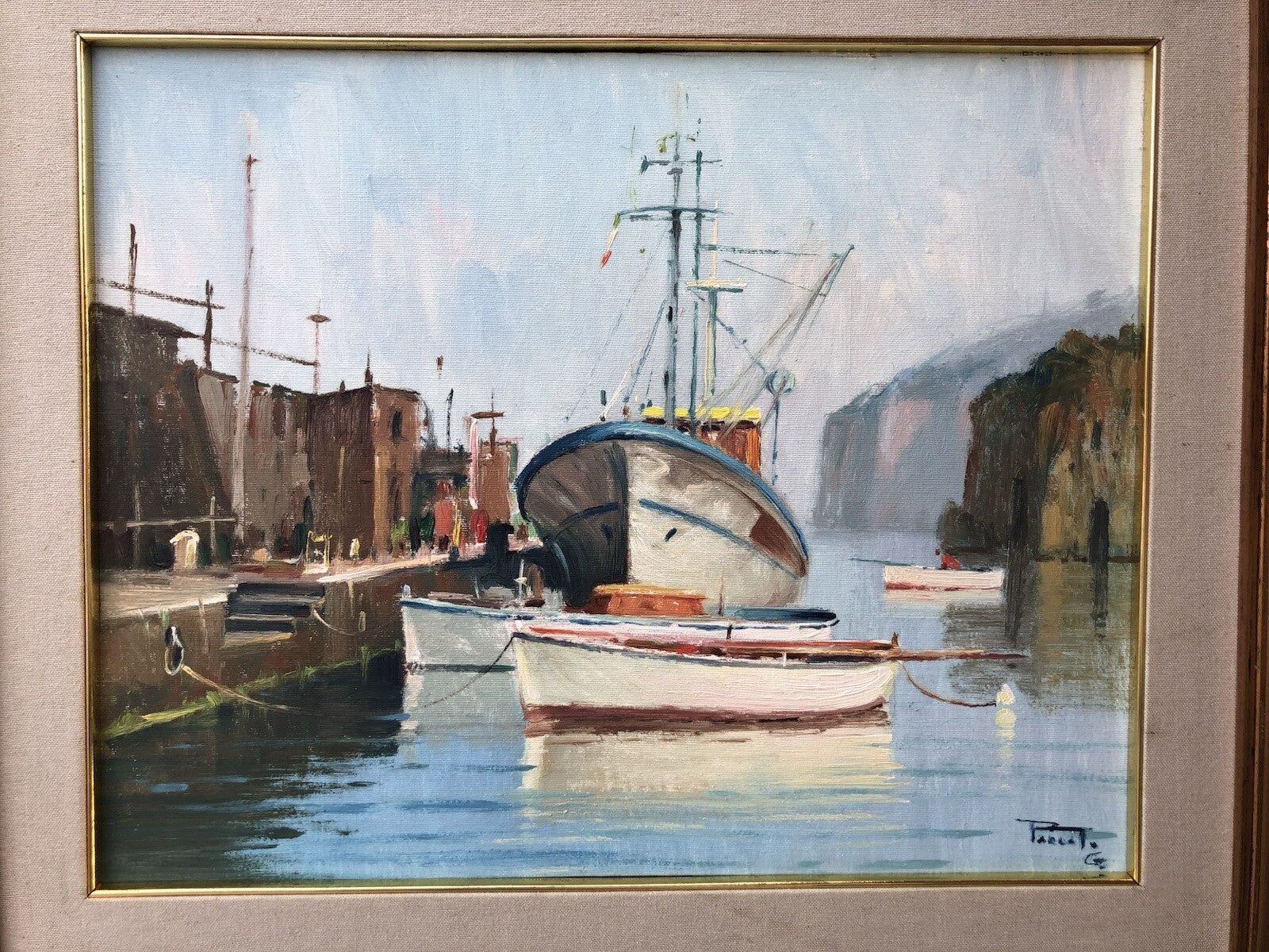 Quadro -Barche All’Ormeggio- dipinto a olio su tela
