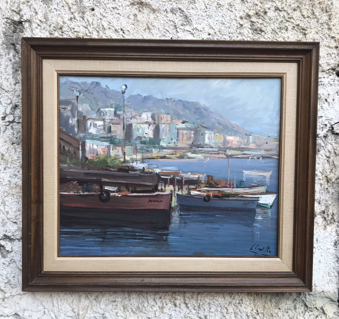 QUADRO VINTAGE -MARINA-DIPINTO A OLIO SU TAVOLETTA
