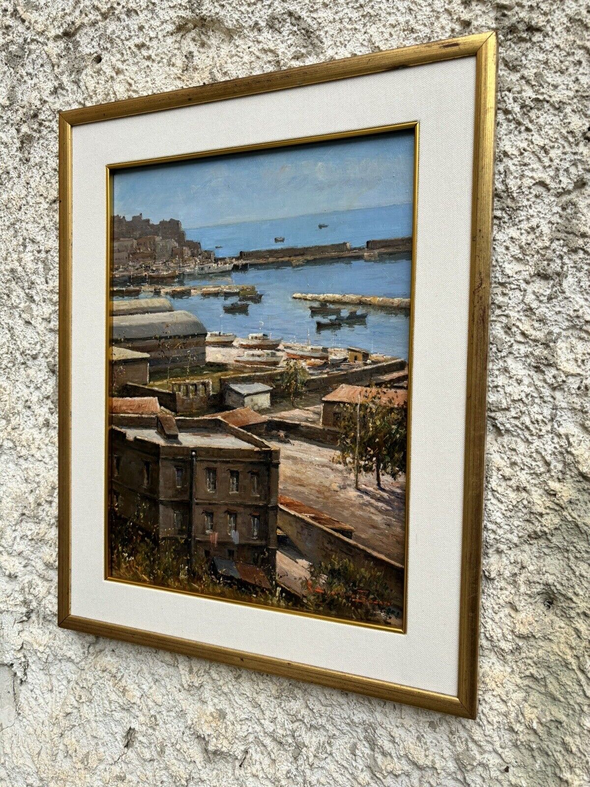 Quadro vintage -Marina Di Pozzuoli- dipinto a olio