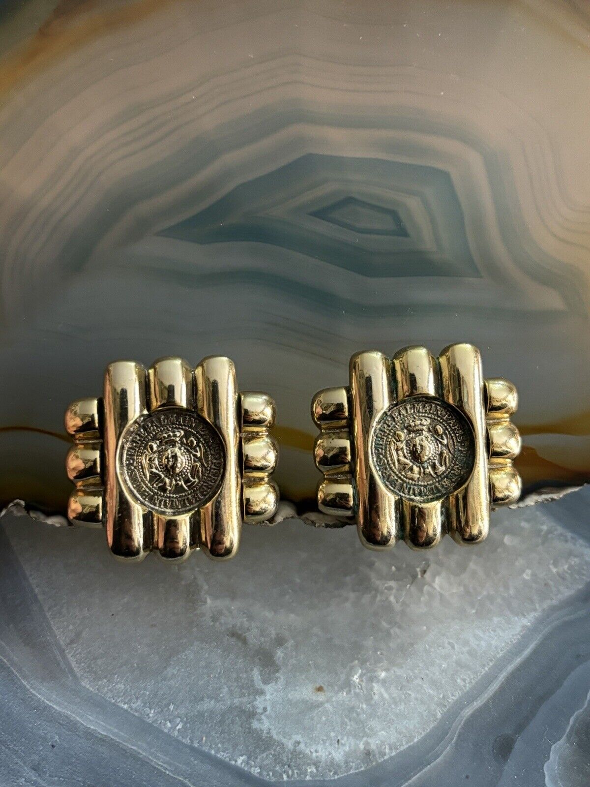 Orecchini A Clip Vintage Pierre Balmain In Ottone